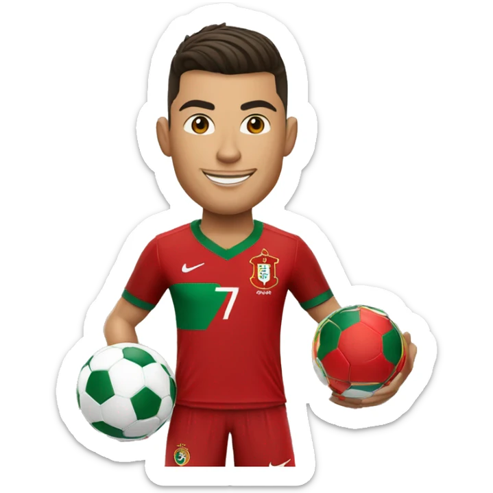 cristiano ronaldo con la camiseta de portugal sosteniendo la copa del mundo sticker