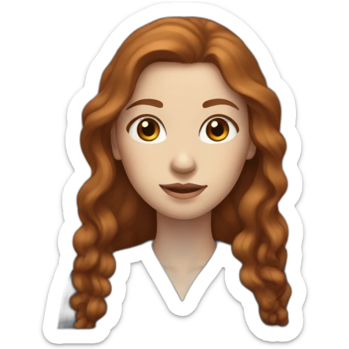 darkgingerhair woman with not long hair, blue eyes and light beige skin  sticker
