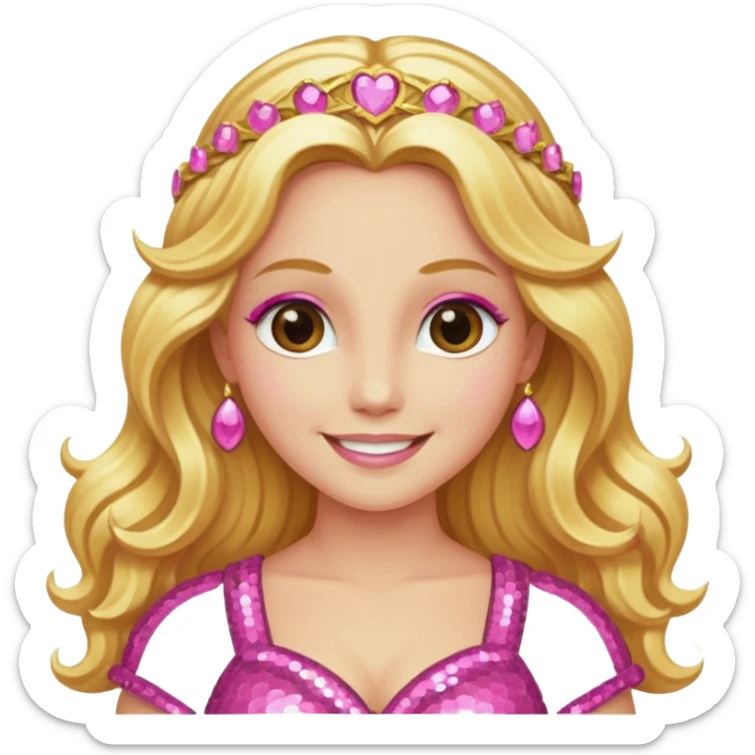 Venus, Goddess of Love from Gods and Goddesses with long golden blonde hair, pink sequin outfit sticker