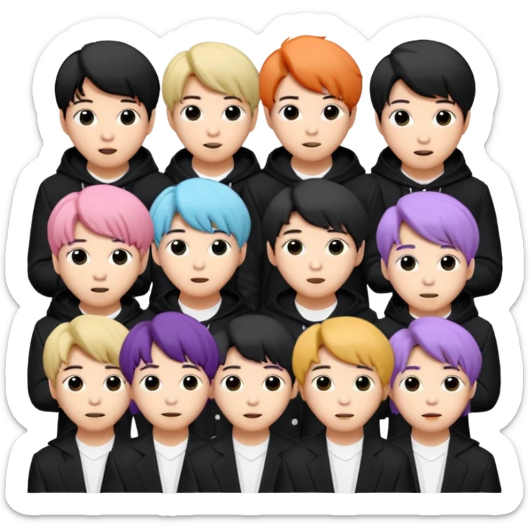 Puedes crear unos emoticonos de la banda de kpop BTS, su logo, el logo de su fandom, y a ellos sticker