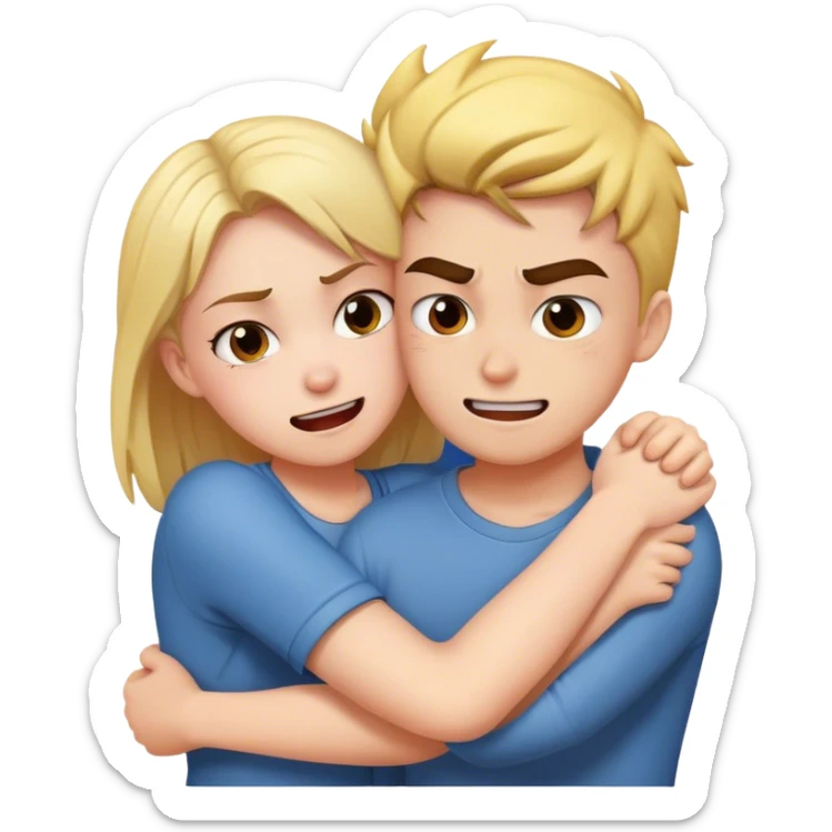 girl and boy hugging the girl is super happy the boy is mad  sticker