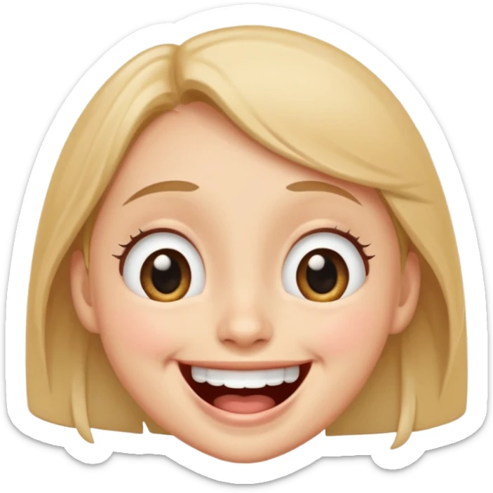 Emoji, laughing face with lots of tears of joy exactly from eyes, wide smile, big eyes sticker