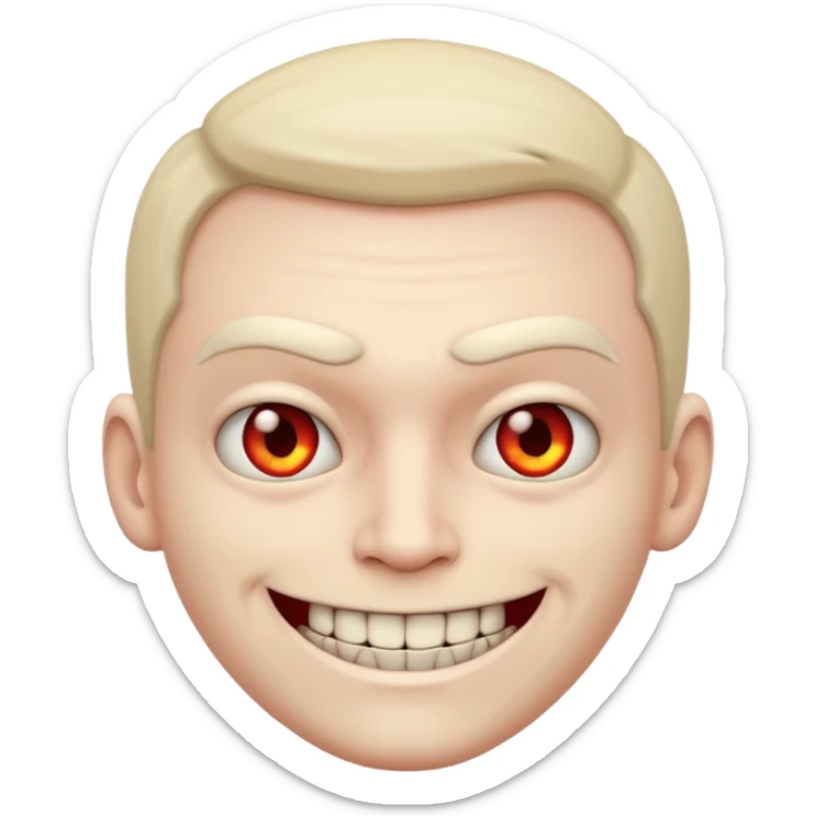 A emoji in which there is a deadly smile like toji from jujutsu kaisen and he is looking towards me scary way, male character  sticker