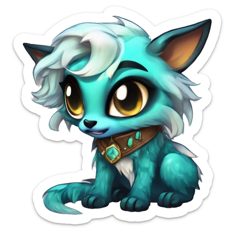 Cool cute Kawaii edgy fantasy shiny chibi animal creature fursona Fionbri vernid by griffsnuff & LiLaiRa & Falvie full bodyal sticker