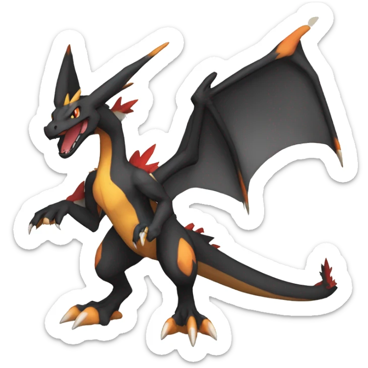 Anthro Cute cool black red white yellow nargacuga-Charizard sergal animal hybrid Fakemon full body sticker