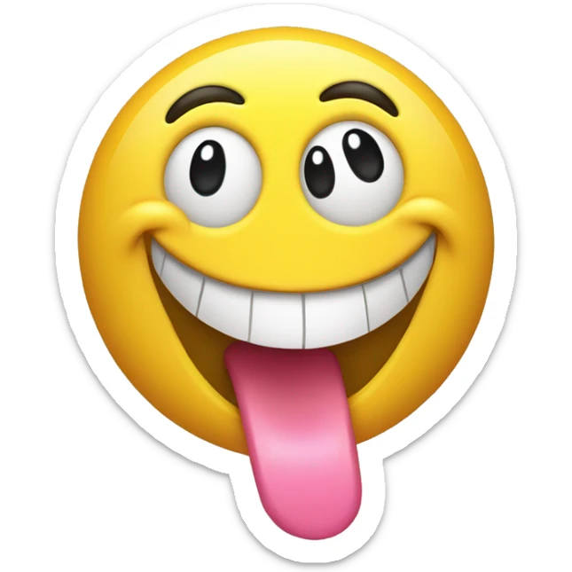a smiley face that twirls its tongue around its mouth and twirls something in its hand sticker