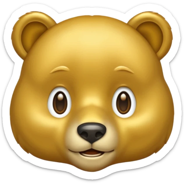 create a golden bear emoji just of the face using the style of microsoft bear emoji sticker