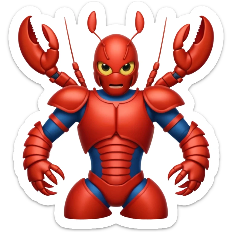 a lobster dressed as a superhero 🦞in the style of this lobster emoji sticker