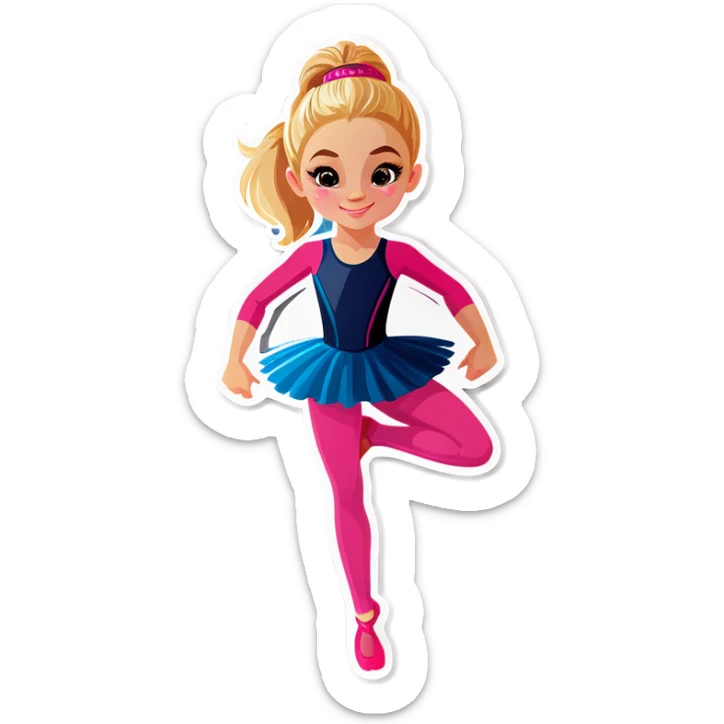  dancer-gymnast with blonde hair in pink tights  (kids) sticker