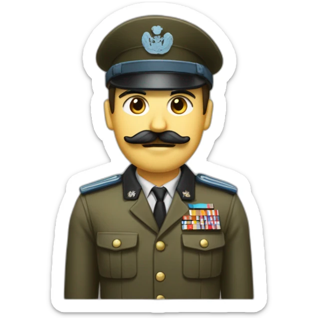 Un homme en costume militaire avec une petite moustache noir et carré sticker