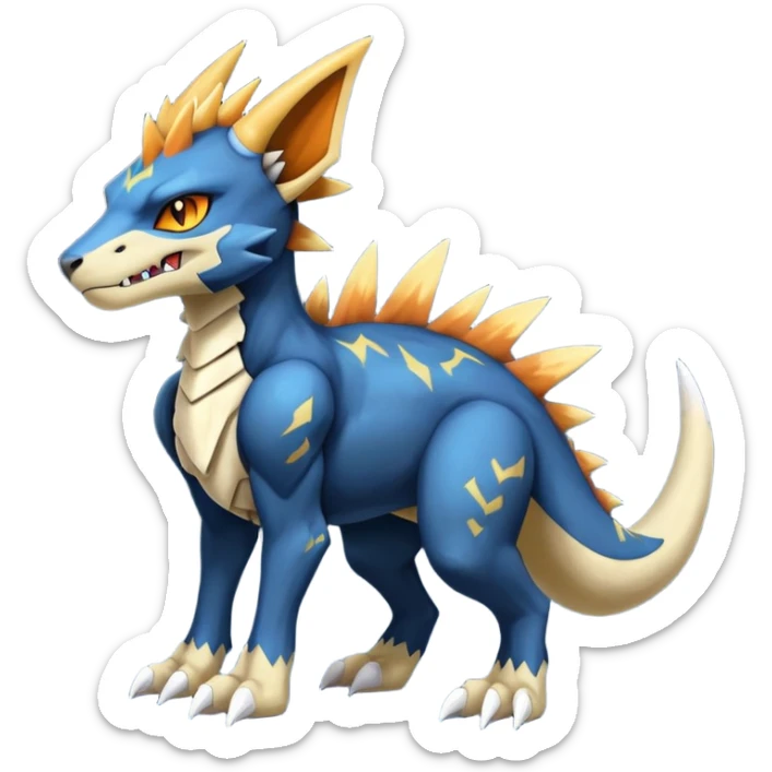 Manectric-Luxray-Cubone-Marowak-Draco-Fakémon-hybrid-creature (full body), 4 legs sticker
