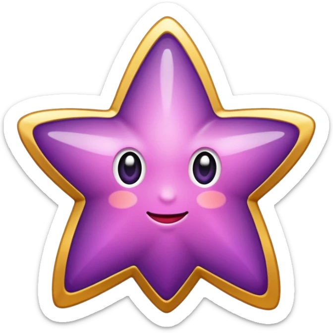 Quiero un emeji de estrella, pero que la estrella sea de oro rosa y brilli brilli con chispitas moradas sticker