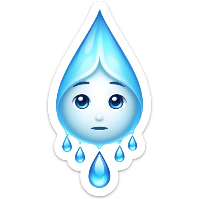 A glowing soul essence with teardrops flowing down, emotional spiritual energy sticker
