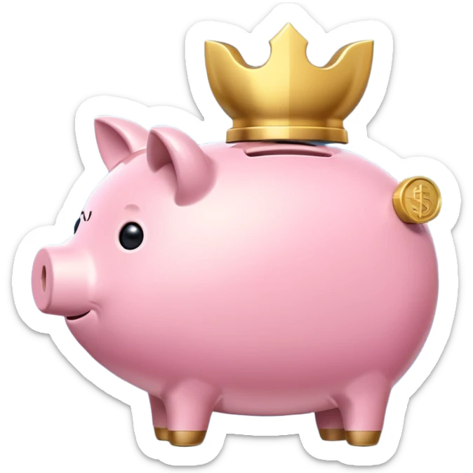 A clean and simple emoji-style icon: A stylized piggy bank with a coin dropping into it from above. Next to or slightly behind the piggy bank, a small shield symbolizing security and protection. Minimal details, rounded shapes, bright flat colors, consistent with standard emoji design. sticker