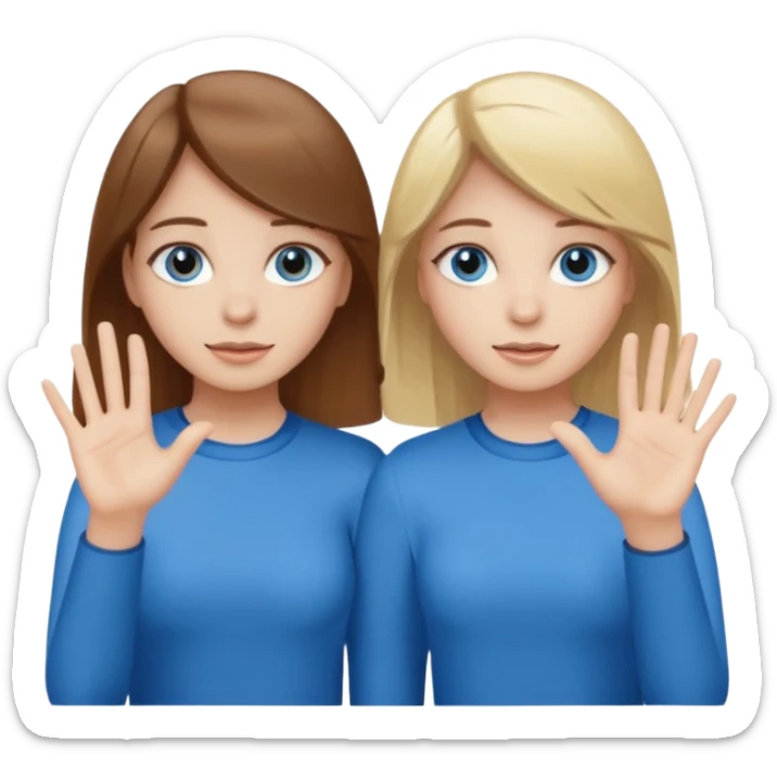 Two girls saying six seven one with brown hair. And doing hand movements  white skin six seven SAYING SIX SEVEN ONE WITH BLOND HAIR blue eyes sticker