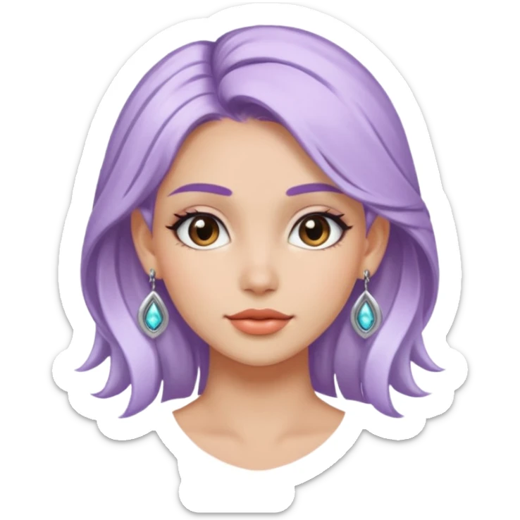 very pretty candy shop girl face with unique color hair and earrings sticker