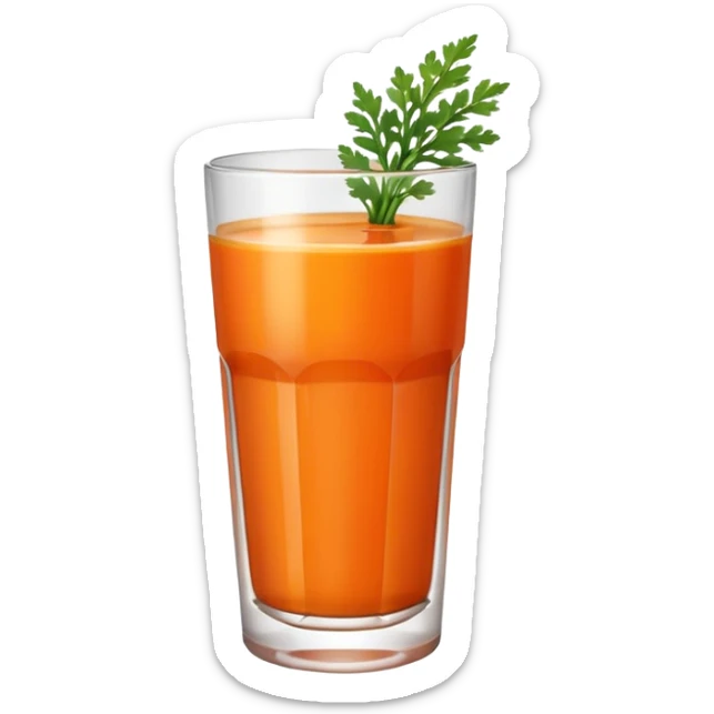 a glass of carrot juice, orange color, simple, clear, no background sticker