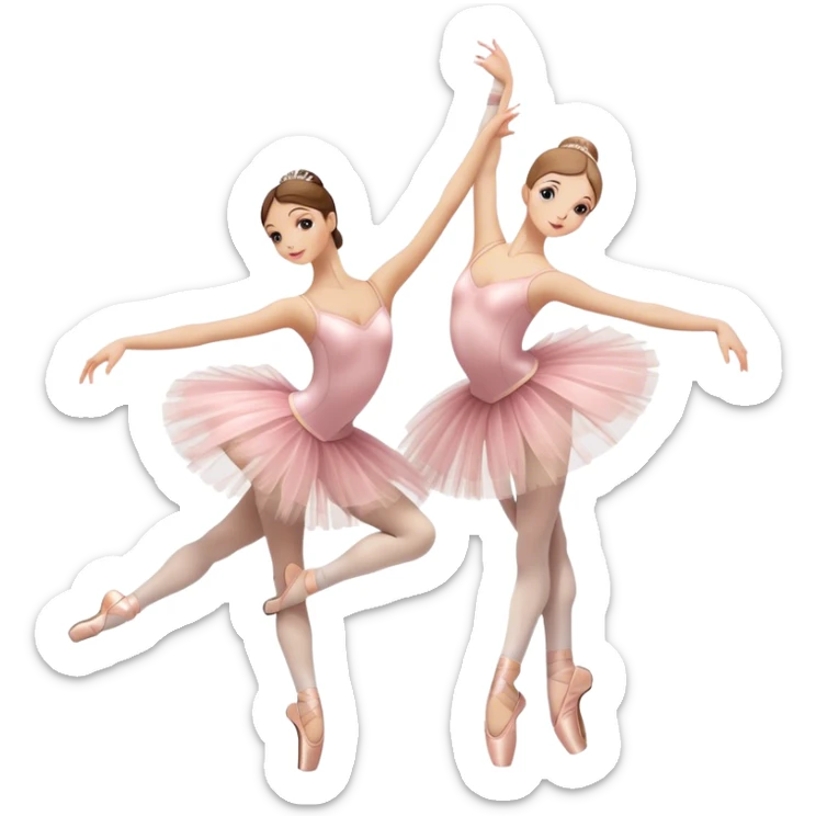 Humanless emoji for Ballet: close-up of key ballet attributes like a pair of pointe shoes, a tutu, and a ballet barre. The icon should capture the elegance and precision of ballet, with a focus on these iconic elements. Transparent background. sticker