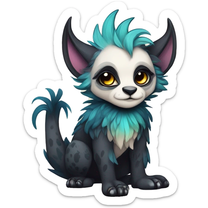 cute Kawaii edgy fantasy animal fursona Fionbri creature by griffsnuff & LiLaiRa & Falvie with exotic colors full body sticker