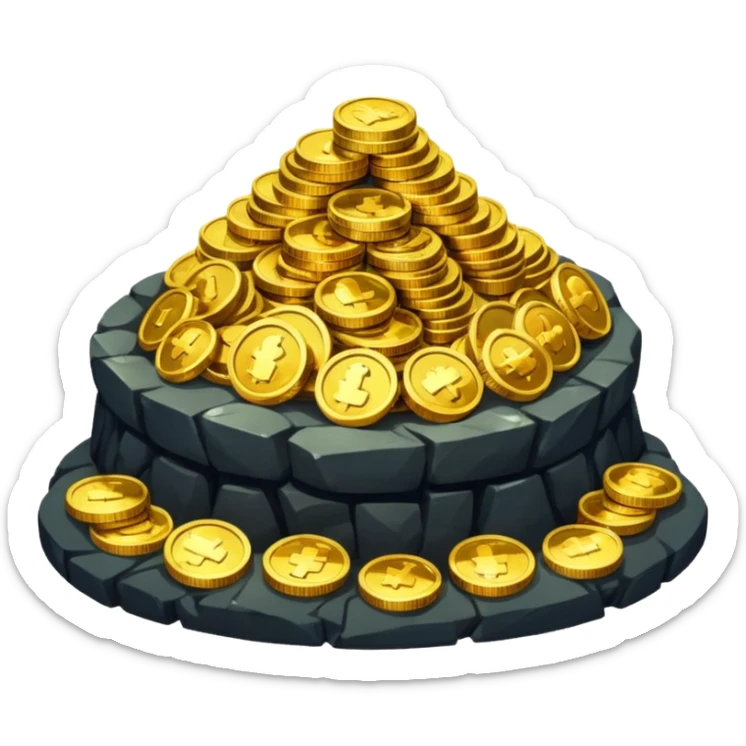 Dragon Hoard pile of gold without the dragon like in the movies so many gold were dragon sleep but dragon just went out  cold coins full in a cave  sticker