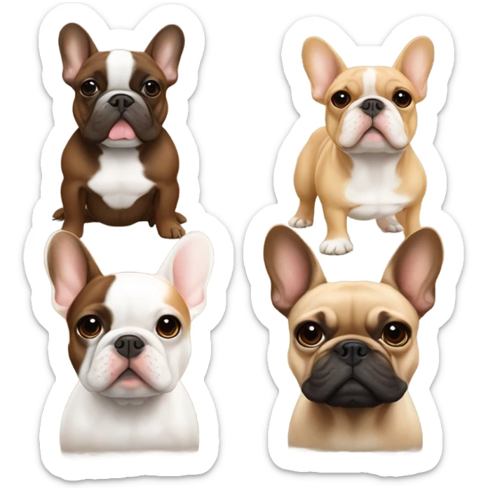 Brown & tan french bulldog with fawn French bulldog friends sticker