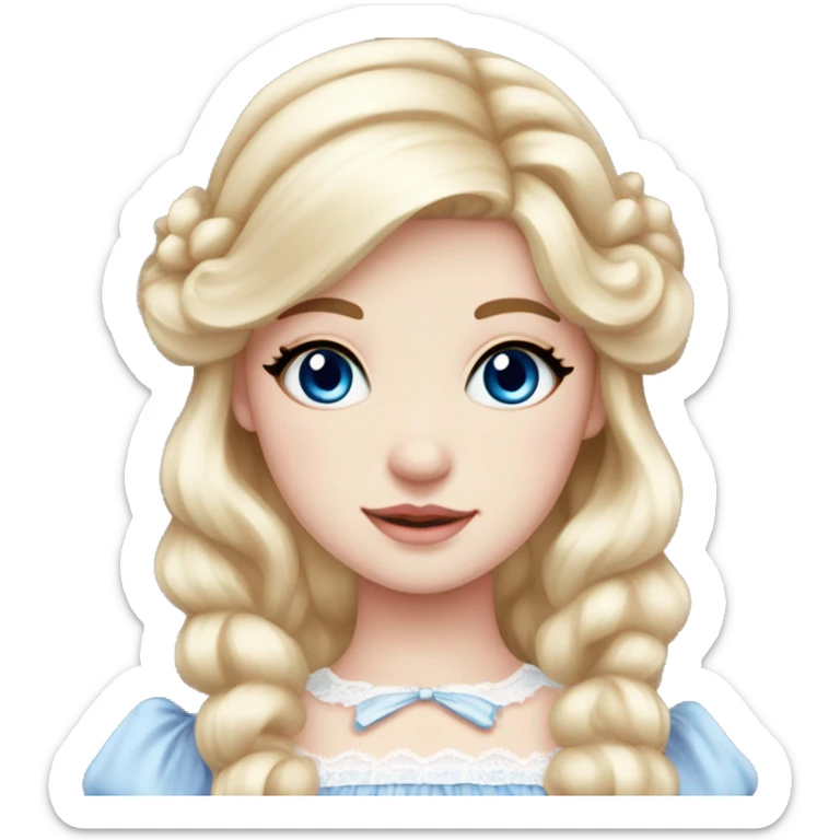 sweet lolita blond hair blue eyes white skin light pink dress sticker