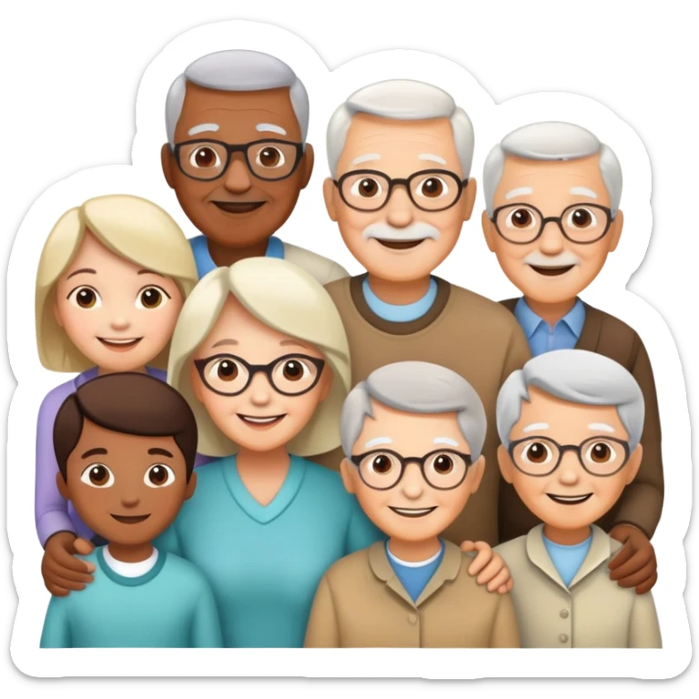 multigenerational family with grandparents, parents and children sticker