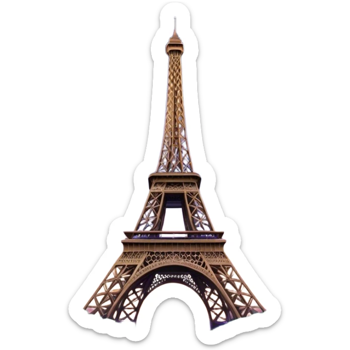 Cinematic Realistic Eiffel Tower Landmark Emoji, depicted with the iconic iron lattice structure against a twilight sky rendered with dramatic, luminous lighting and intricate detail. sticker
