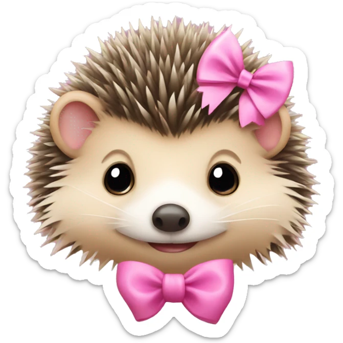 hedgehog with a pink bow sticker