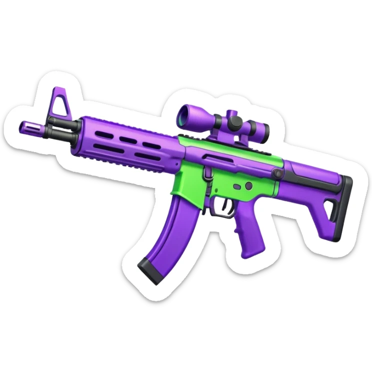  shooter game with this color purple  and neon green make it as an assult rifle sticker