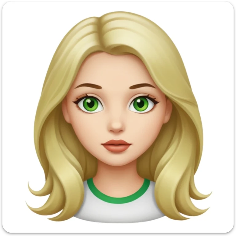 Brunette/blonde mix colored long hair, green eyes, beautiful lips, beautiful girl sticker