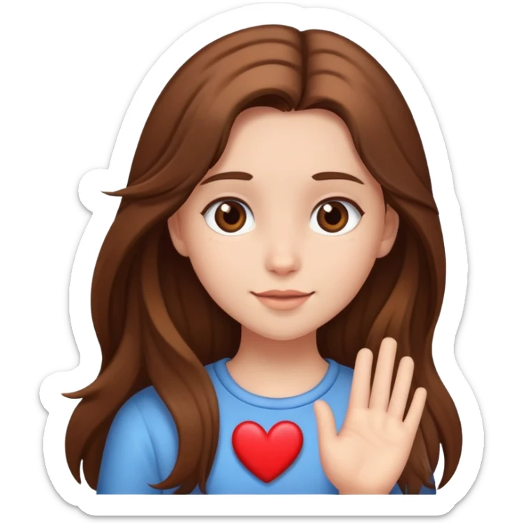 girl with brown long hair fair skin sends heart sticker