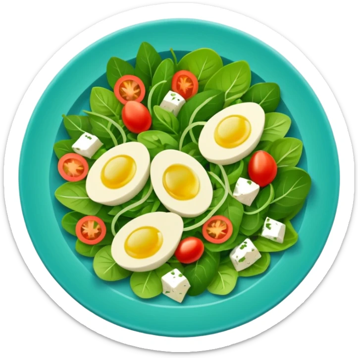 Salad community avatar in clean style illustration. Classic salads like Olivier, Greek or Tashkent, vibrant greens and colorful ingredients, simple shapes, flat design, high contrast, fresh and inviting. sticker