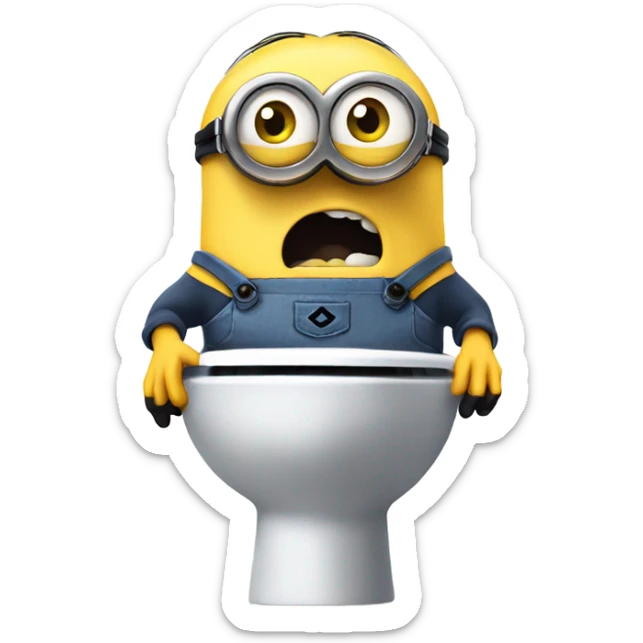 scared minion on the toilet  sticker