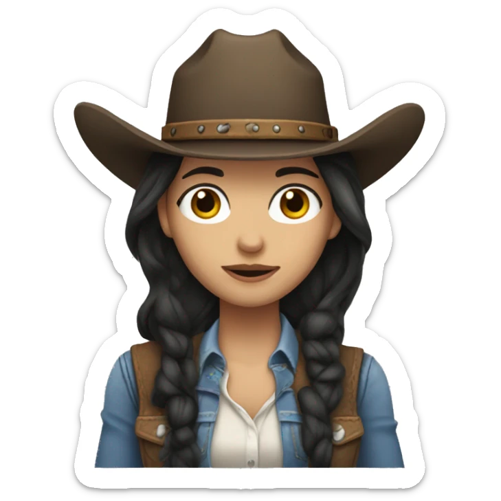 Cowgirl white skin and long dark hair sticker