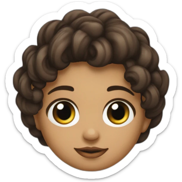 uma bebe de olhos intensos nariz de batatinha orelha mediana boca larga cabelos de coloração preta e tipo meio ondulado e apele da cor do pecado clara sticker