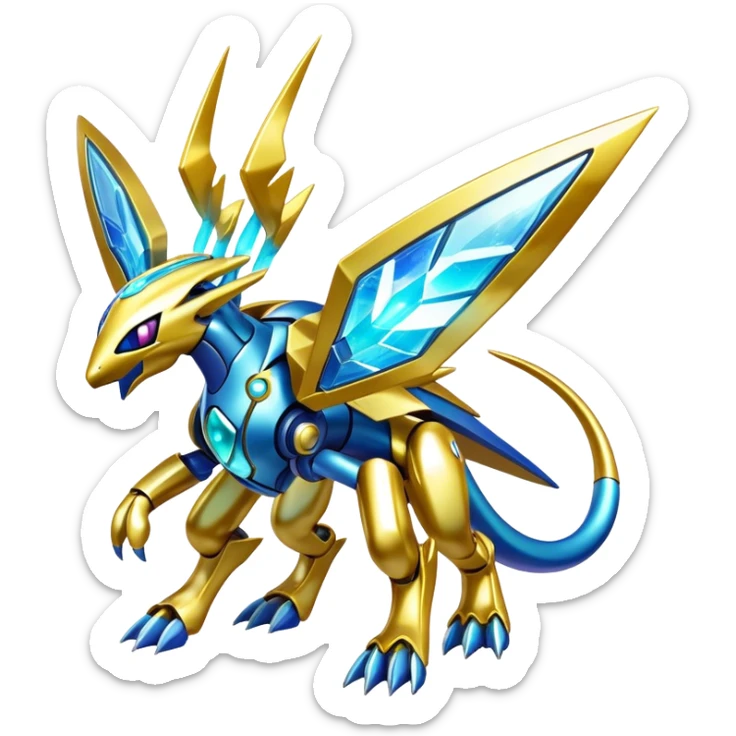 Shiny Futuristic Celestial Fakemon-Pokemon-Digimon-Spectrobes-fusion, full body sticker