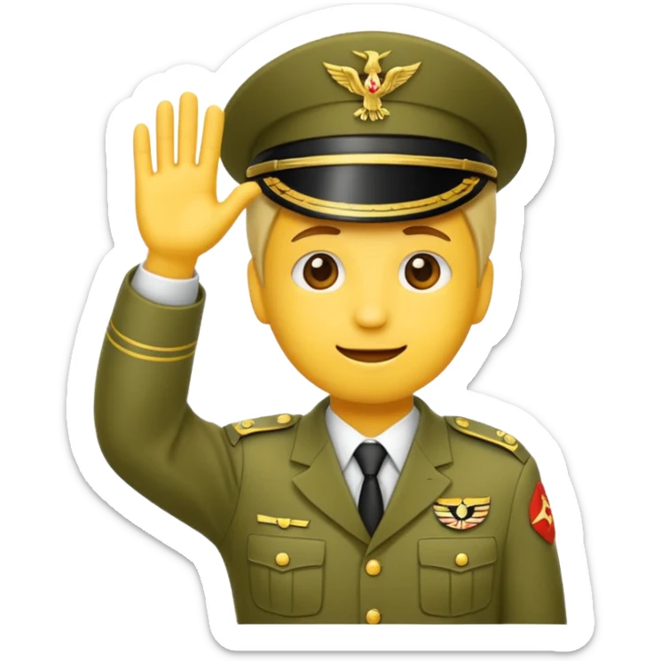 Eine salutierenden Emoji (Hautfarbe: gelb ) in Armee Klamotten männlich; salutierend mit der rechten Hand und auf der Höhe der Stirn sticker