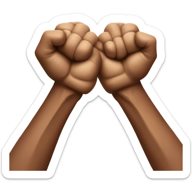 two arms like a boxing but the front of the hands are the ones folded  sticker