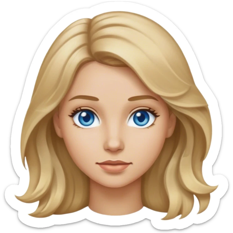 a woman with dirty blonde hair with a slight wave and blue eyes and light skin sticker