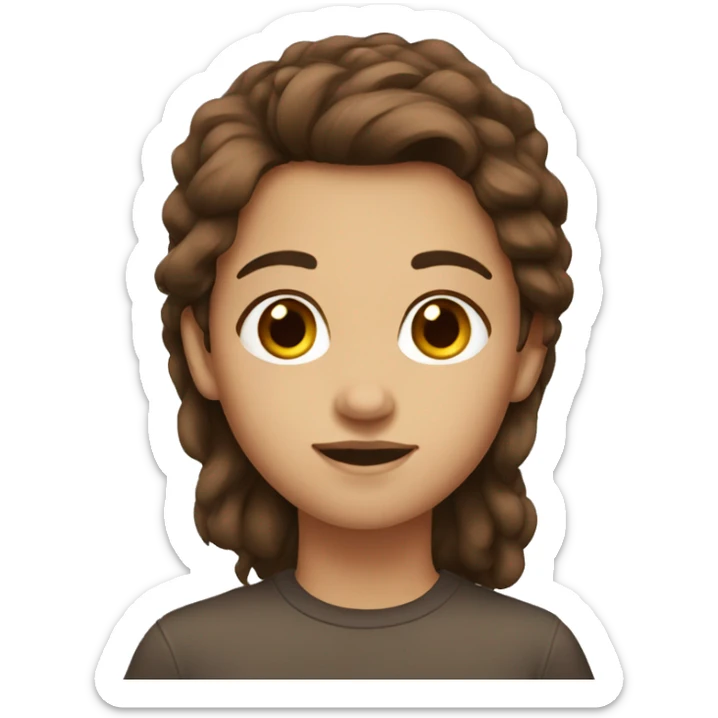 brown hair with brown eyes sticker