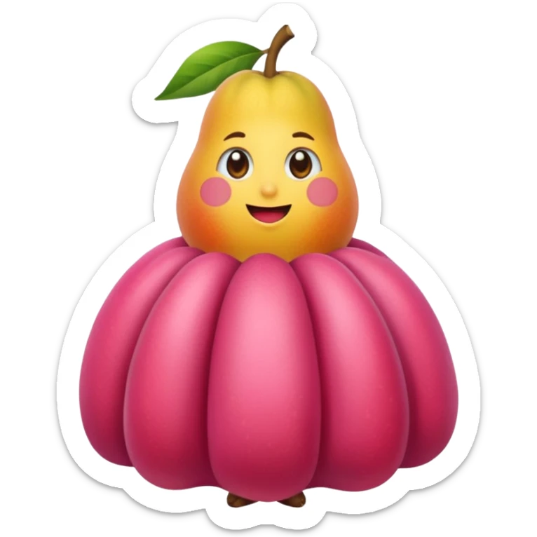 eine birne in einem pinken kleid soll aussehen wie eine reiche frau aber als birne die frau soll eine birne sein die frucht  sticker