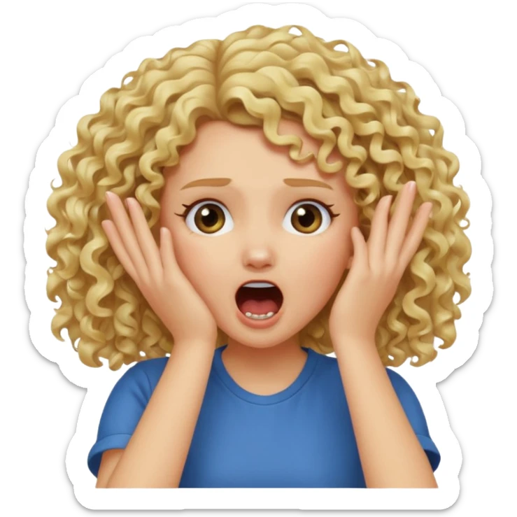 Emoji di ragazza bionda riccia che urla e mette una mano in faccia verso la fronte sticker