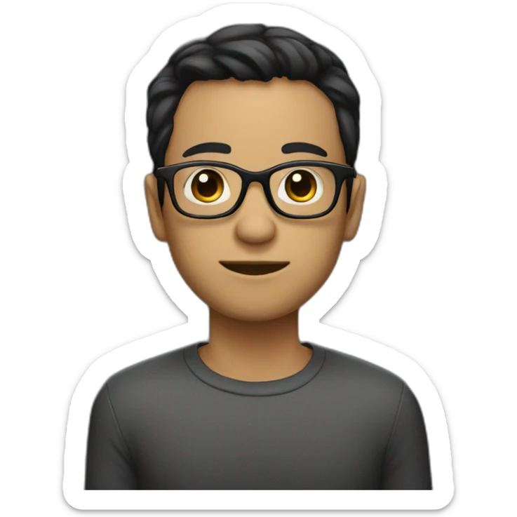 skinny, with glasses, black hair, straight, 30 years old sticker