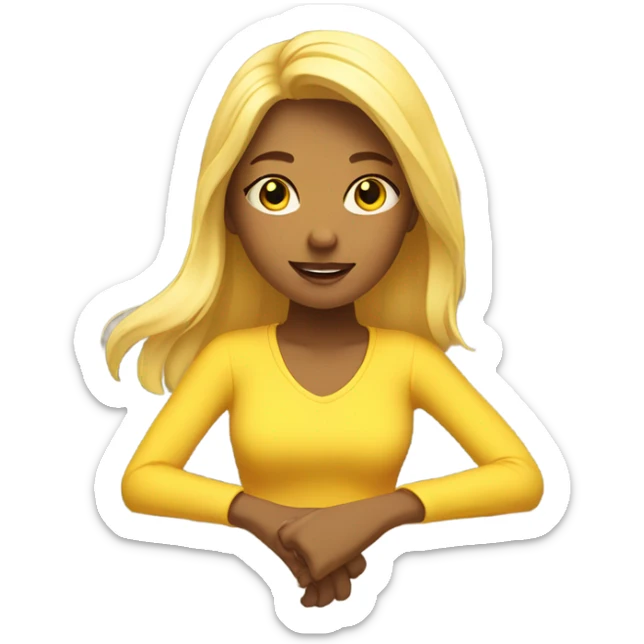 Yellow Girl With blond hair relexing infront of the sun   sticker