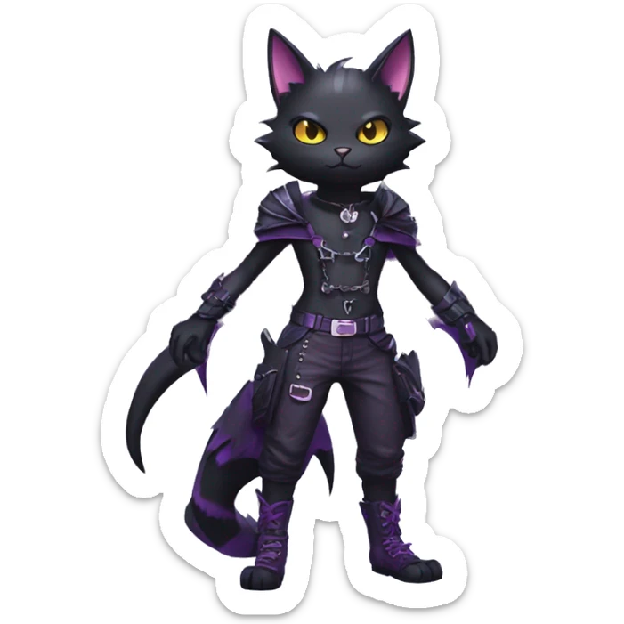 cool edgy black punk Purple nargacuga-bat-cat-Fakemon collar full body sticker