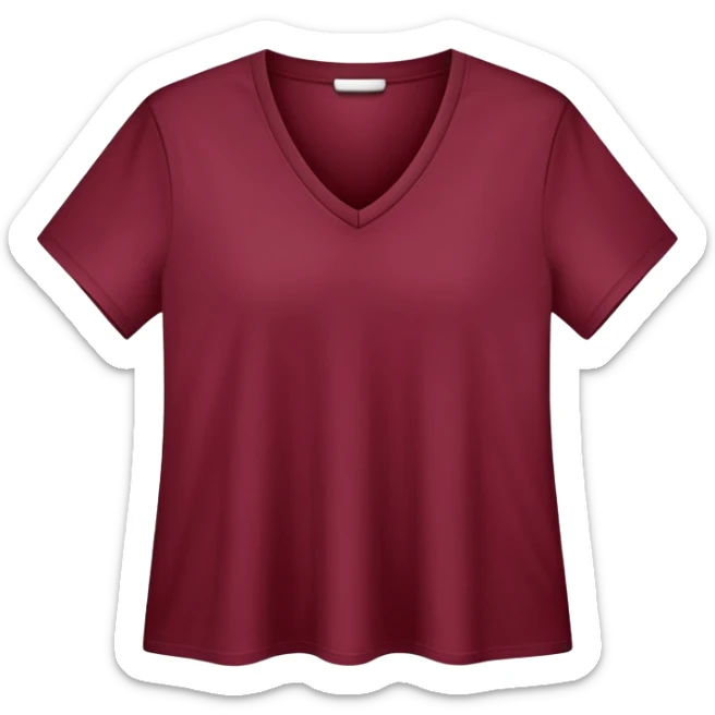 only a wine red V-neck t-shirt, cropped short length, flat lay, isolated garment, white background, no model, no person sticker