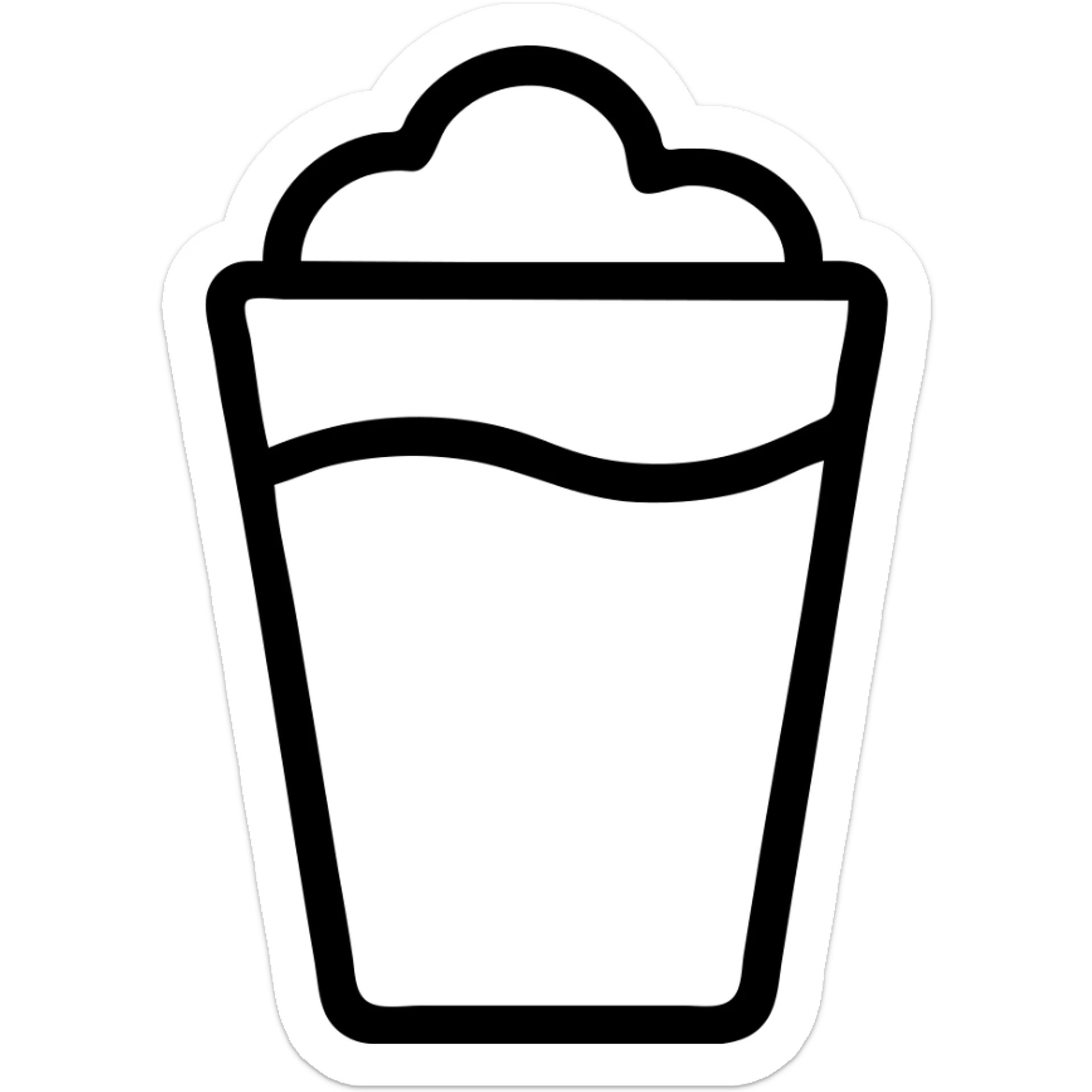 icon of Ayran classic glass with white drink, blue and white color palette, simple and bold lines sticker