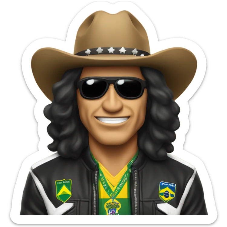 gene simmons wearing cowboy hat and brazil soccer jersey  sticker