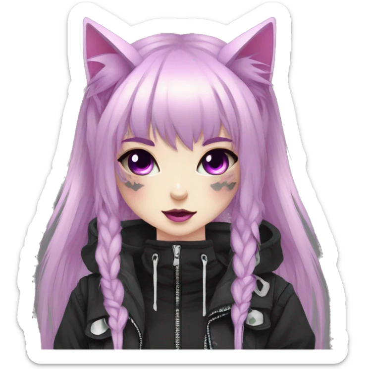 Edgy Kawaii Cute Cool Cartoon Anime Punk Techwear Gothic Catgirl sticker
